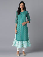 Thumbnail for AURELIA Green & meadowbrook Ethnic Motifs A-Line Midi Dress