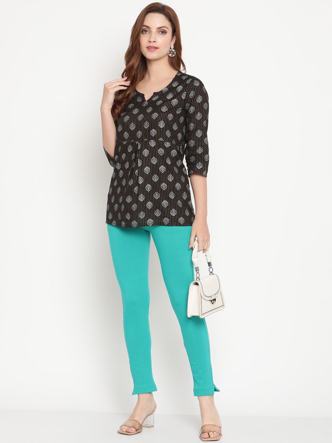 TAG 7 Women Turquoise Blue Solid Kurti Pant - Distacart