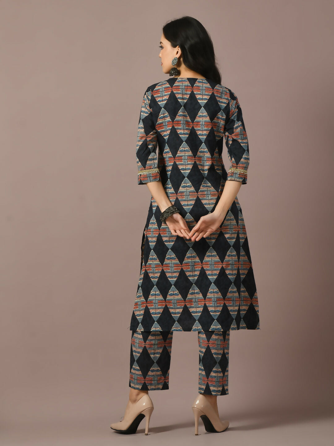 Myshka Women's Multi Printed Cotton Straight Party Kurta Set - Distacart