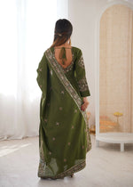 Thumbnail for Teeya Creation Green Roman Silk Embroidery Work Party Wear Long Gown - Distacart