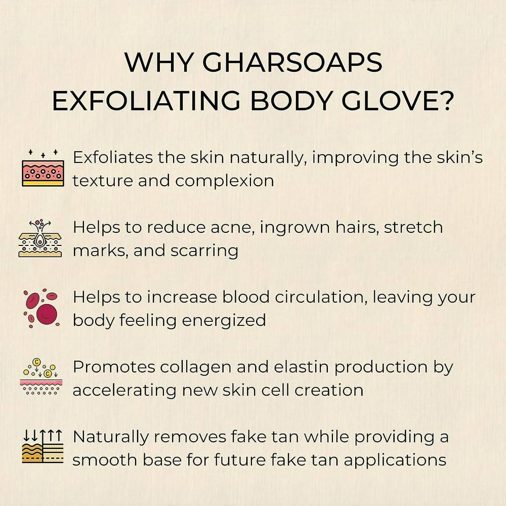 Ghar Soaps Exfoliating Glove For Body Scrub For Dead Skin