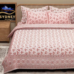Thumbnail for White Brown Ethnic Motifs Cotton 200TC King Bedsheet With 2 Zipper Pillow Covers - King Size by House of Ree - Distacart