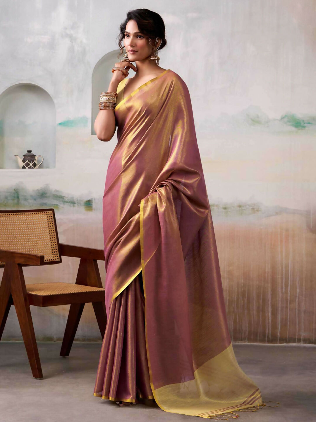 Astita Tissue Silk Pruple Saree