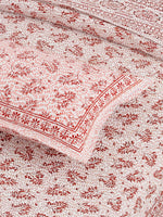 Thumbnail for White Brown Ethnic Motifs Cotton 200TC King Bedsheet With 2 Zipper Pillow Covers - King Size by House of Ree - Distacart