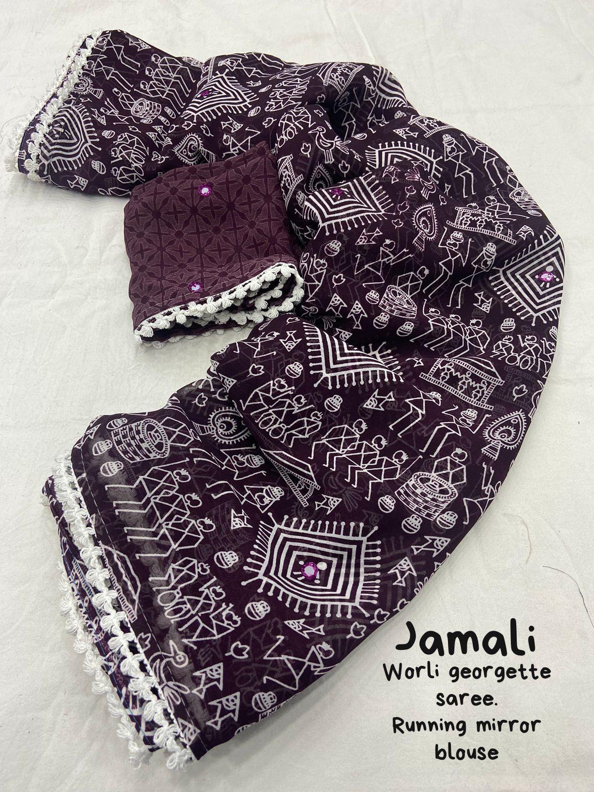 Jambali Poly Georgette Ethnic Motifs Saree with Unstitched Blouse - Hiral Fashion - Distacart