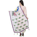 Thumbnail for A R Silk Silk Peacock Multi Fancy Dupatta Color White Dupatta or Chunni