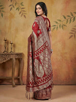 Thumbnail for Shree Shyam Fashion Maroon Silk Blend Saree - Distacart