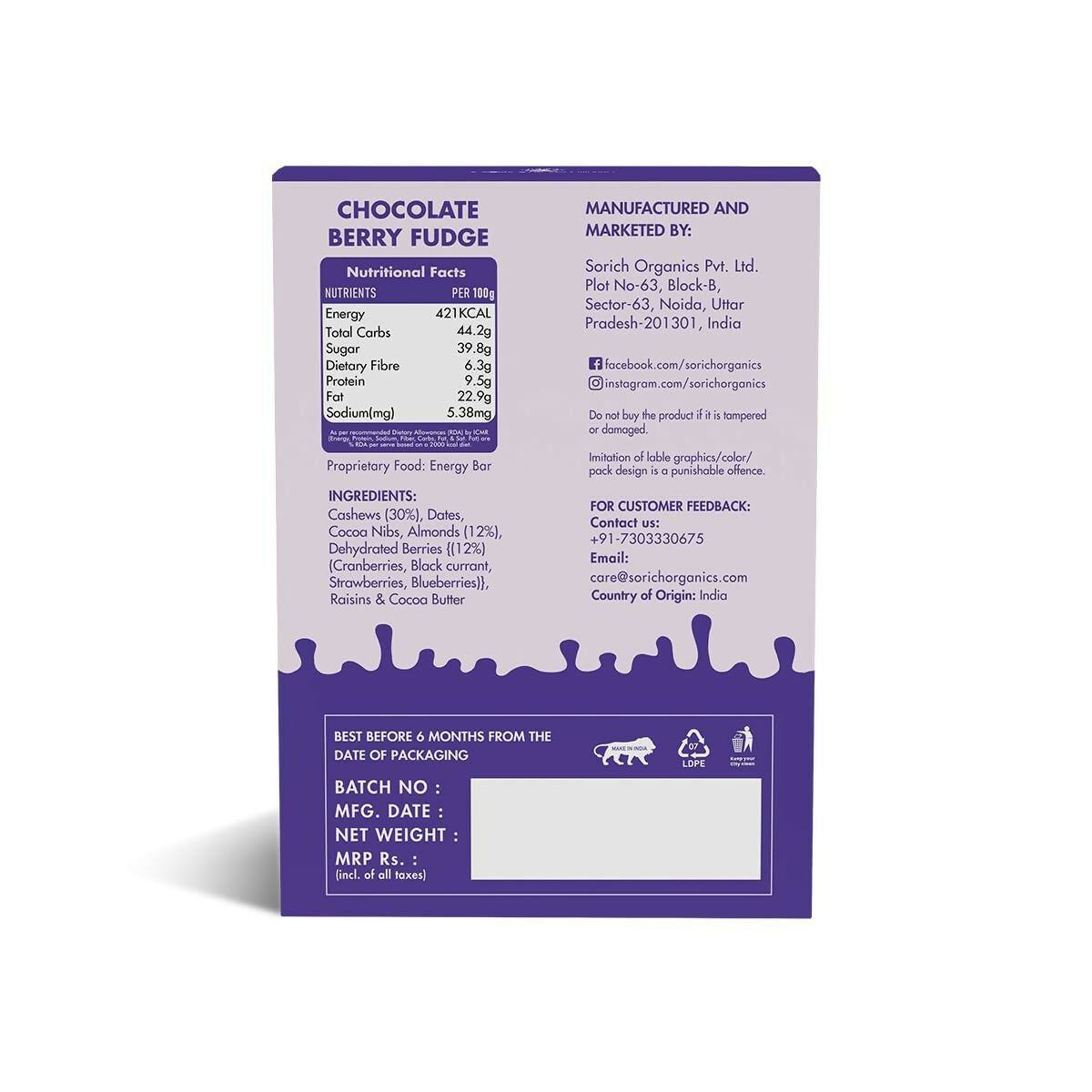 Sorich Organics Dessert Protein Mini Bars Chocolate Berry Fudge - Distacart