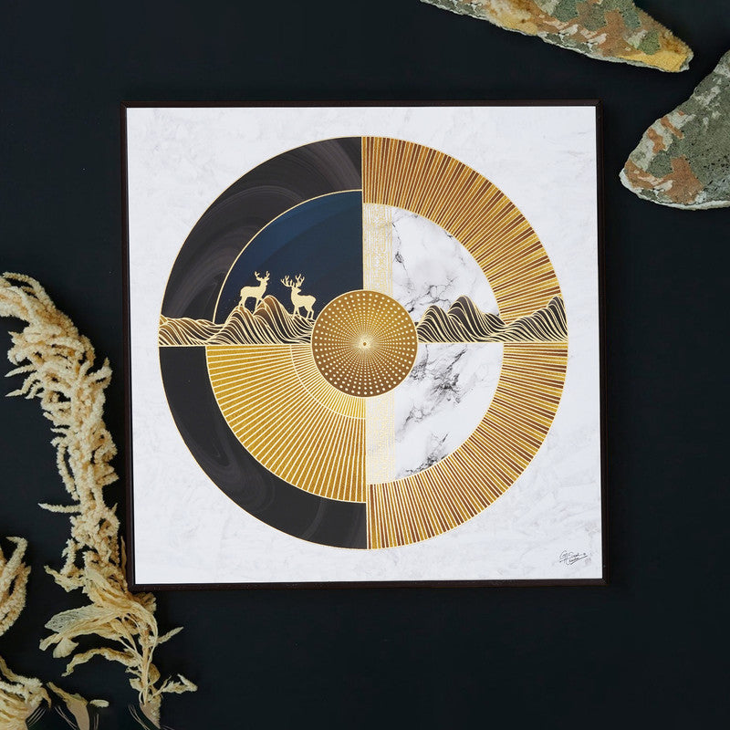 Tehzeeb Creations Golden Embossed Wall Painting - Distacart