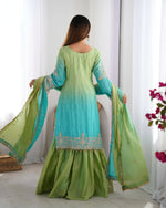 Thumbnail for Joban Fashion Light green & Blue Palazzo Chinon silk Coding Dori with Sequence with Rivet Moti