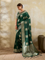 Thumbnail for Shree Shyam Fashion Dark Green Silk Blend Saree - Distacart