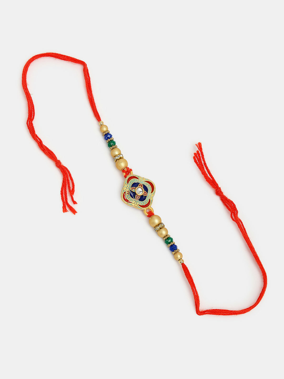NVR Women & Men Set of 2 Multicolor Beaded Bhaiya Bhabhi Rakhi With Roli Chawal & Chocolate - Distacart