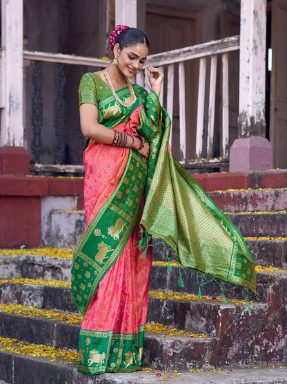 Shree Shyam Fashion Peach Soft Silk Saree - Distacart