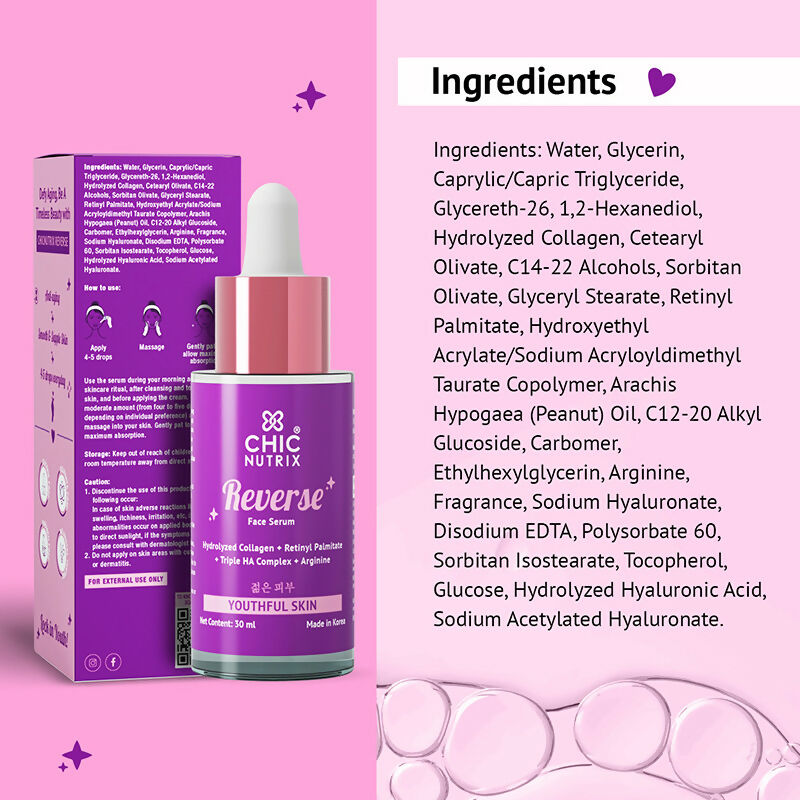 Chicnutrix Korean Anti-Ageing Routine Combo - Vegan Collagen Builder + Reverse Anti-Aging Serum - Distacart