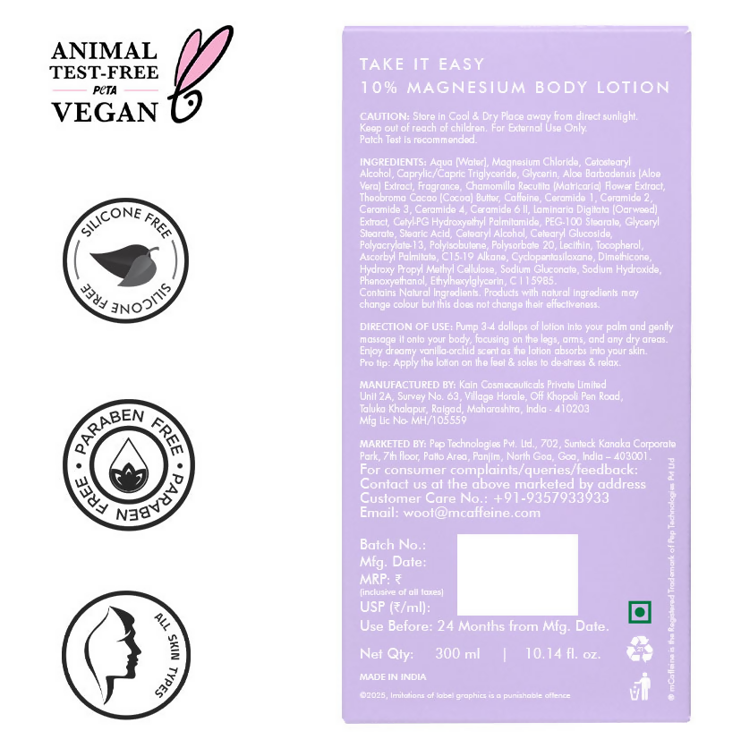 mCaffeine Take It Easy 10% Magnesium Body Lotion