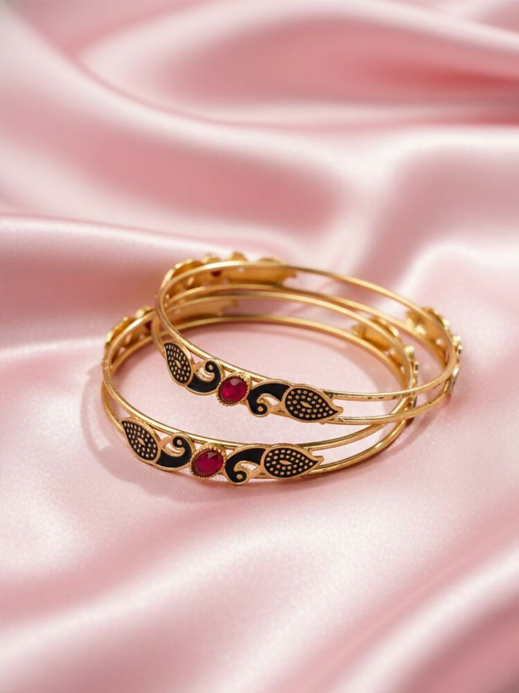 NVR Women Set of 2 Gold Plated Handcrafted Kada Bangle - Distacart