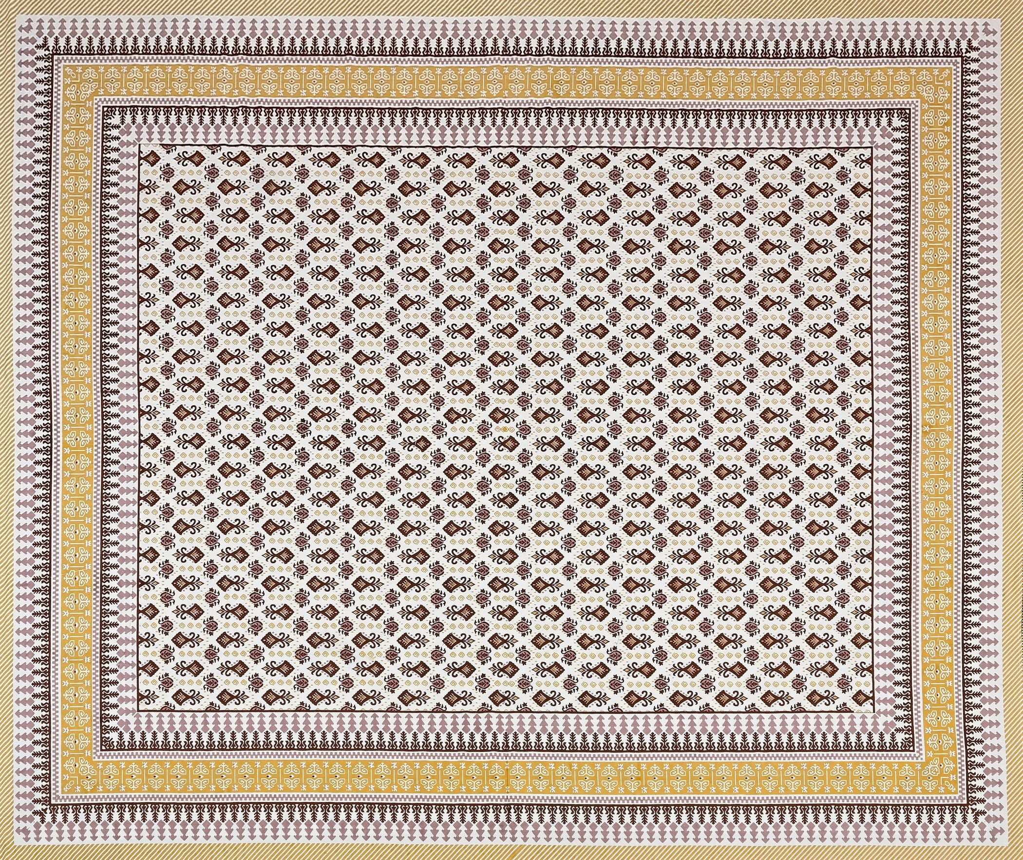 Off White Ethnic Motifs Cotton King Bedsheet With 2 Zipper Pillow Covers - King Size by House of Ree - Distacart