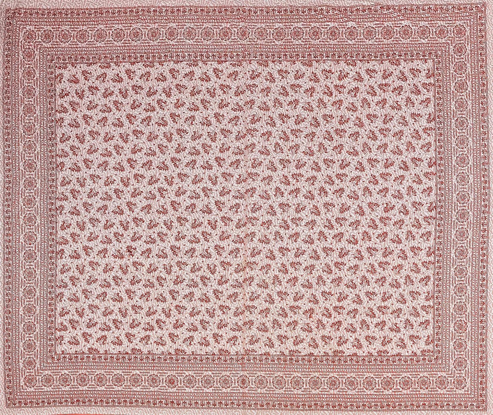 White Brown Ethnic Motifs Cotton 200TC King Bedsheet With 2 Zipper Pillow Covers - King Size by House of Ree - Distacart