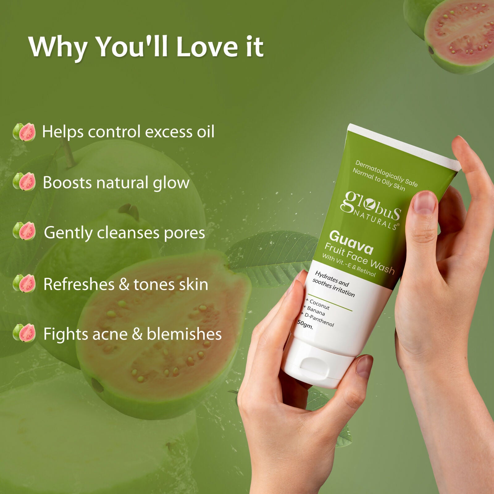 Globus Naturals Guava Fruit Face Wash with Vitamin E & Retinol