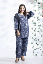 Thumbnail for Breathables Abstract Cotton Co-Ord Set – Blue - Dista