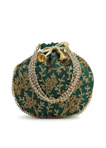 Thumbnail for Joban Fashion Embroidered Potli Clutch - Green