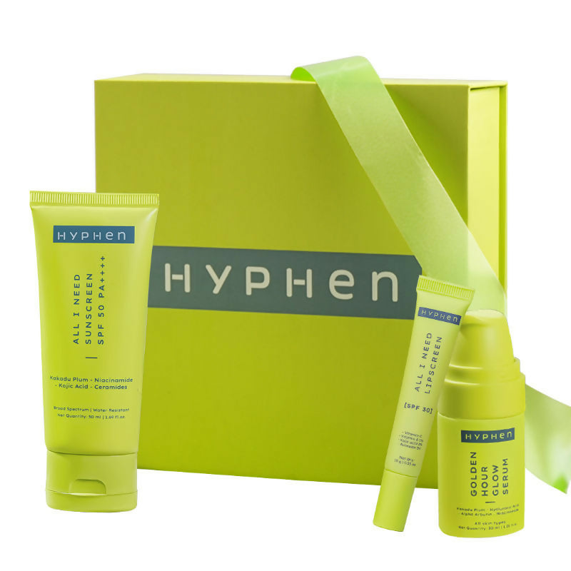 Hyphen By Kriti Sanon Daily Glow Essentials Gift Kit with Complete Skin Care Routine, with Face Serum, Moisturizing Sunscreen SPF & Lip Balm - Distacart