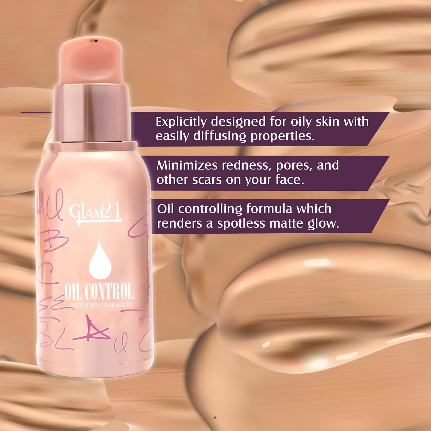 Glam21 Oil Control Hydrating Foundation - 06 Malt - Distacart