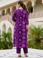 Thumbnail for The52 Purple Women's Gorgeous Rayon Embroidered Straight Kurta with Pant And Dupatta Set - Distacart