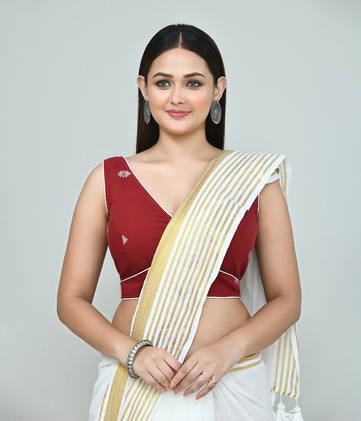 Joban Fashion Women's Red Embroidered Stitched Blouse