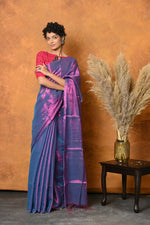 Thumbnail for Very Much Indian Fusion Cotton Tissue Shimmer Saree - Dual Tone Purple - Distacart