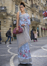 Thumbnail for Lovely Sky Blue Polly Brasso Designer Saree - Emponline - Distacart