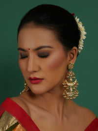 Thumbnail for Kundan Earrings (Gold) - Ruby Raang - Distacart