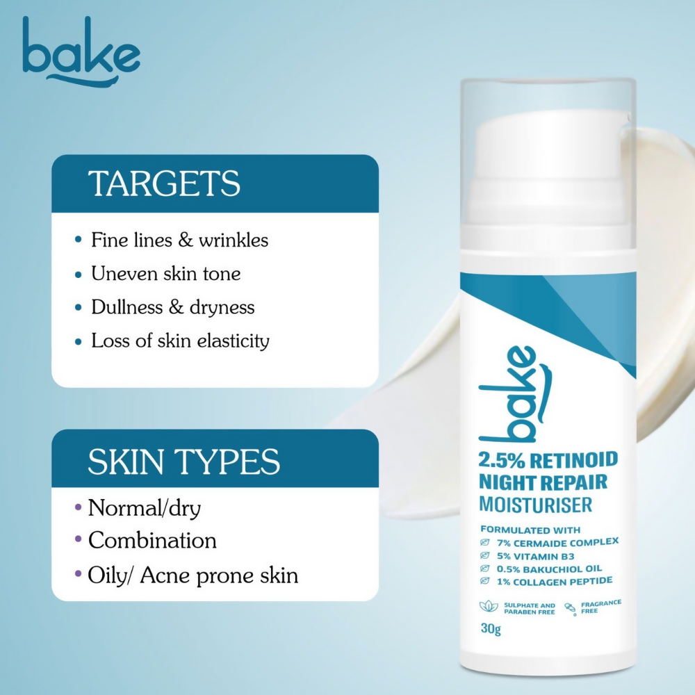 Bake 2.5% Retinoid Night Cream Bakuchiol Oil - Distacart