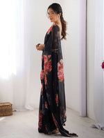 Thumbnail for Traditional Partywear Black Georgette Fancy Saree-Pavitra