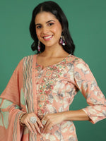 Thumbnail for Sangria Printed Round- Neck Kurta & Trousers With Dupatta