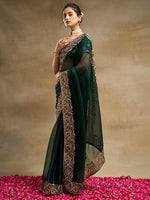 Thumbnail for kasee Embroidered Solid Silk Blend Saree - Distacart