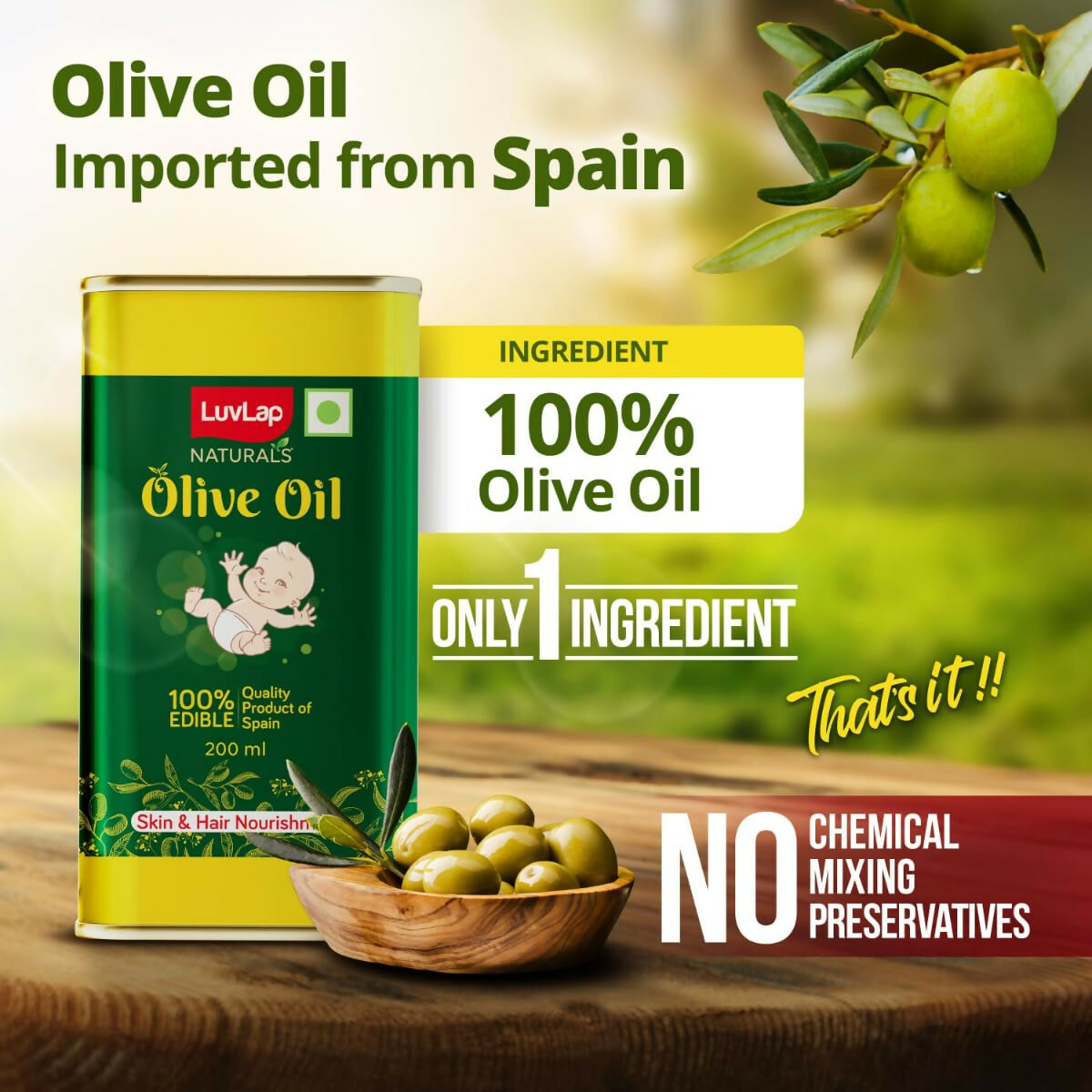 LuvLap Naturals Baby Body Massage Olive Oil for New Born - Distacart