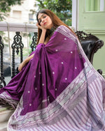 Thumbnail for Exclusive Collection Purple Most Trending Beautiful Pure Cotton Handloom Saree