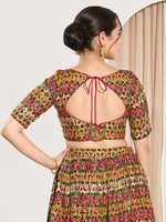 Thumbnail for Joban Fashion Red Brocade Padded Blouse With Sweetheart Neck Elbow Sleeves - Distacart