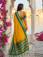 Thumbnail for Shree Shyam Fashion Yellow Silk Blend Saree - Dista
