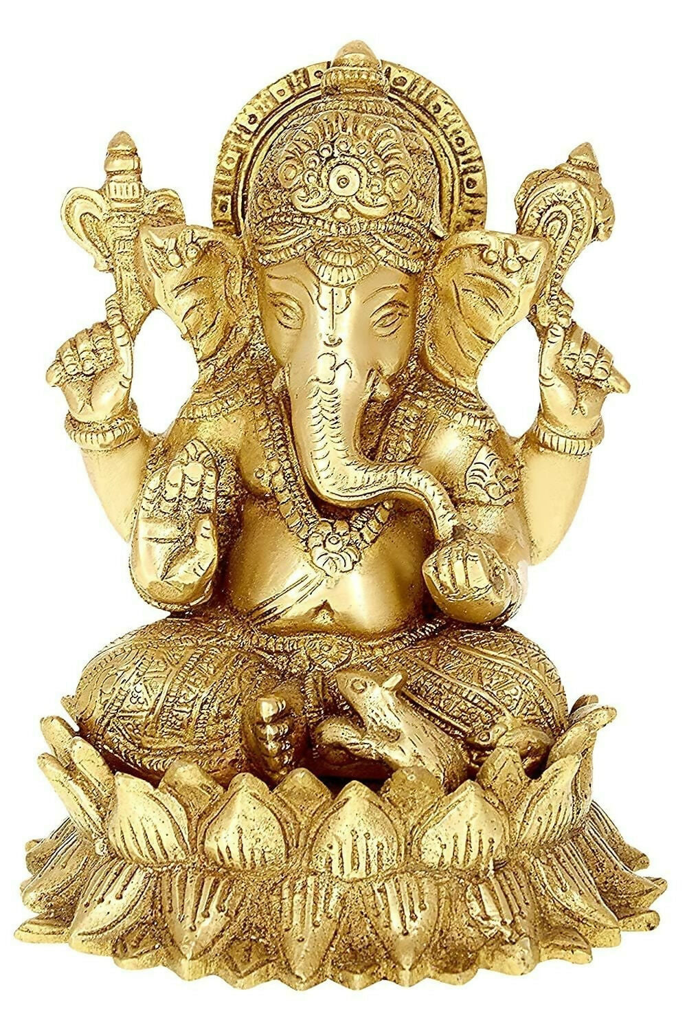 Umi Brass Lord Ganesha Sitting On Lotus - Distacart