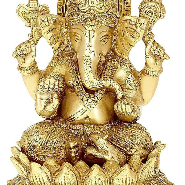 Umi Brass Lord Ganesha Sitting On Lotus - Distacart