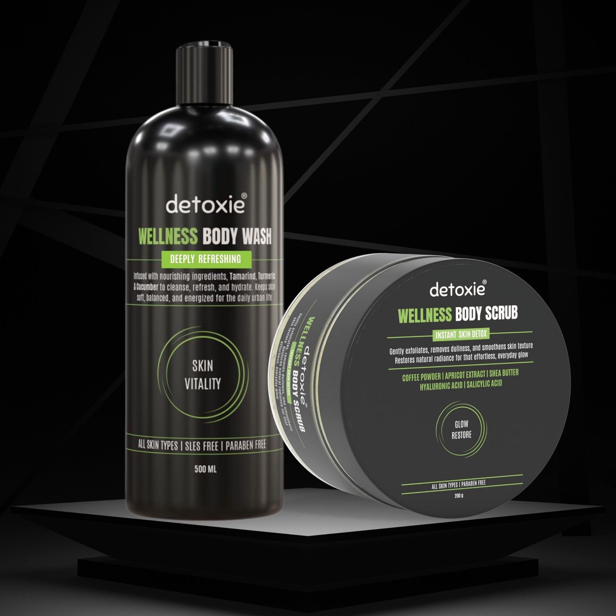 Detoxie Wellness Body Wash & Body Scrub Combo - Distacart