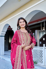 Thumbnail for Teeya Creation Pink Color Chinon Silk Heavy Embroidery Work Wedding Wear Sharara - Distacart