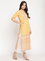 Thumbnail for Ahalyaa Women Yellow Crepe Digital Print Kurti