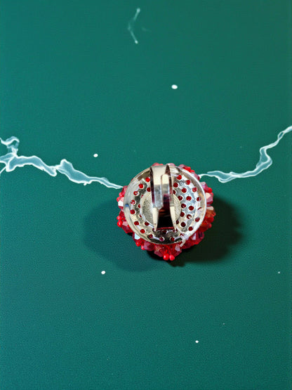 Inhanns Rang-E-Roshan Adjustable Ring – Handmade Crystal Statement Ring - Red Small - Distacart