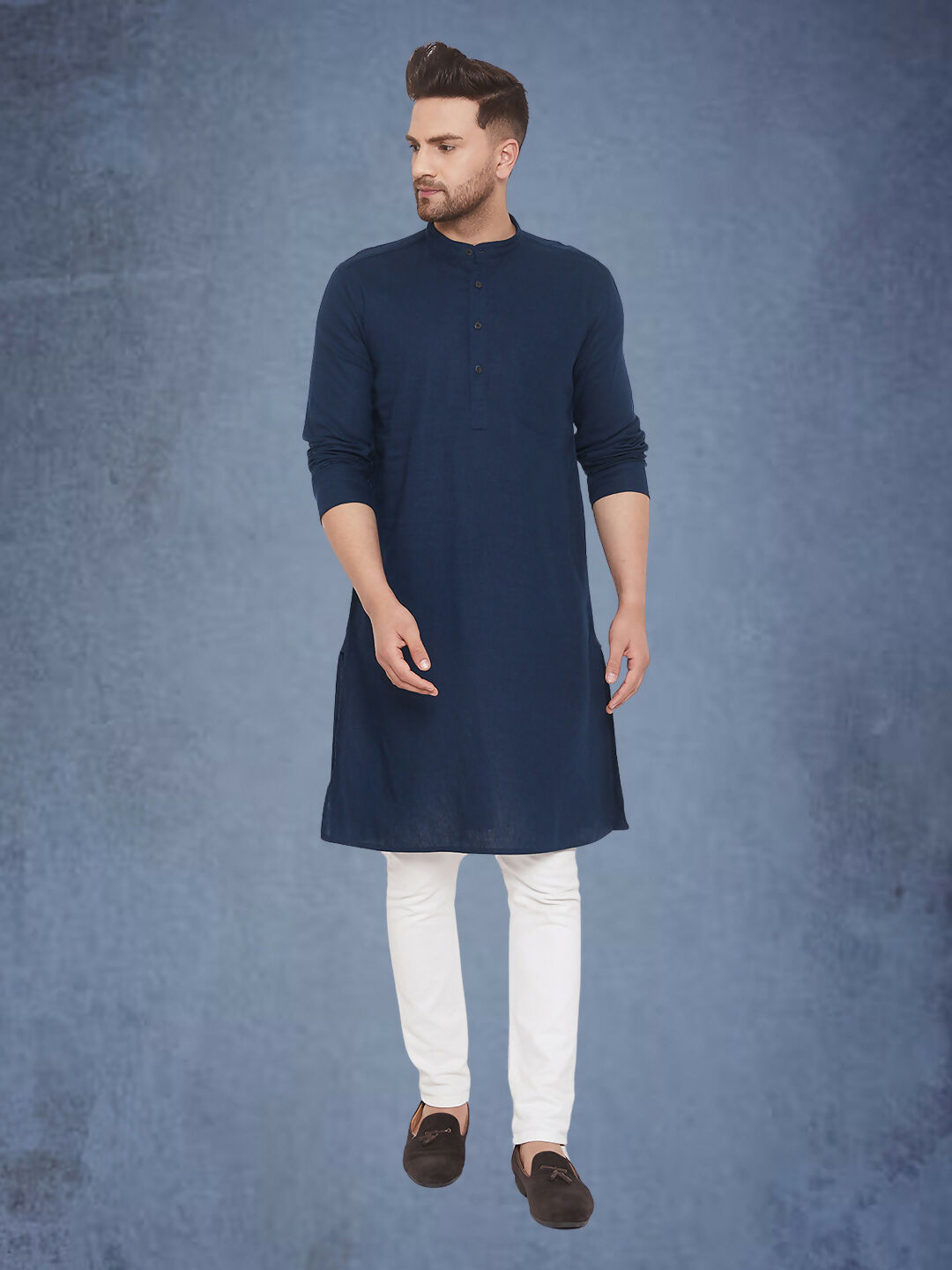 Even Apparels Men's Pure Cotton Blue Kurta - Distacart