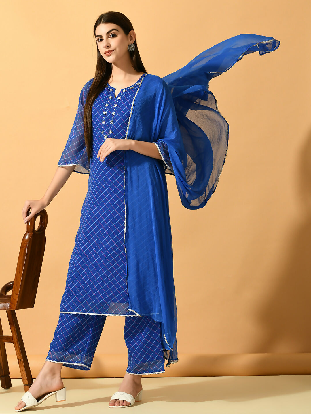Myshka Women's Blue Embroidered Party Kurta Sets - Distacart