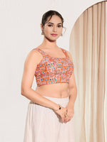 Thumbnail for Joban Fashion Peach Viscose Rayon Padded Blouse With Square Neck Sleeveless - Distacart