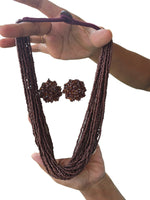 Thumbnail for Inhanns Vibrant Handmade 20 Layers Beaded Necklace With Matching Earrings - Coffee Brown - Distacart